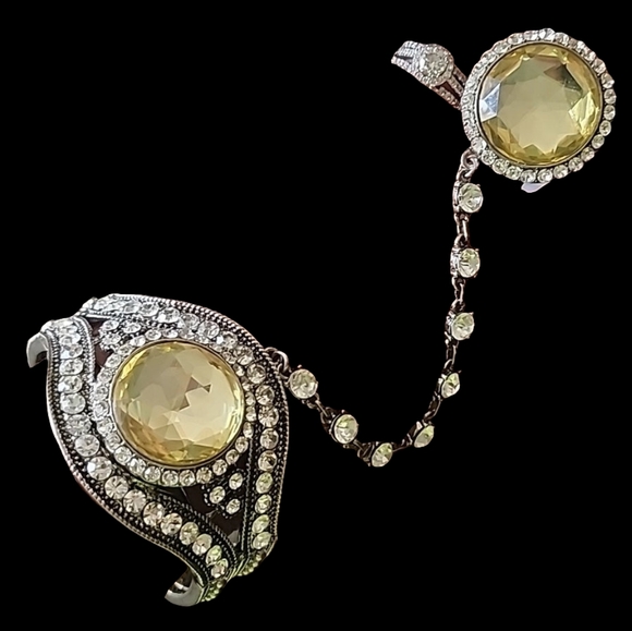 Vintage inspired bracelet ring set rhinestone fashion costume jewelry - Picture 4 of 8